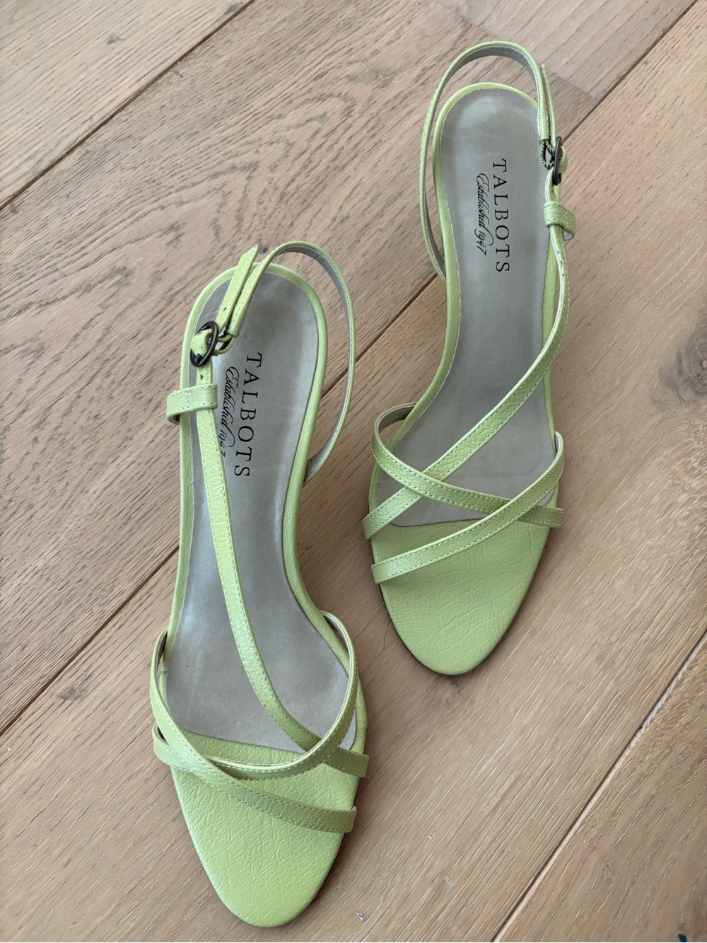 Vintage Talbots Strappy Olive Yellow Heels Sandals